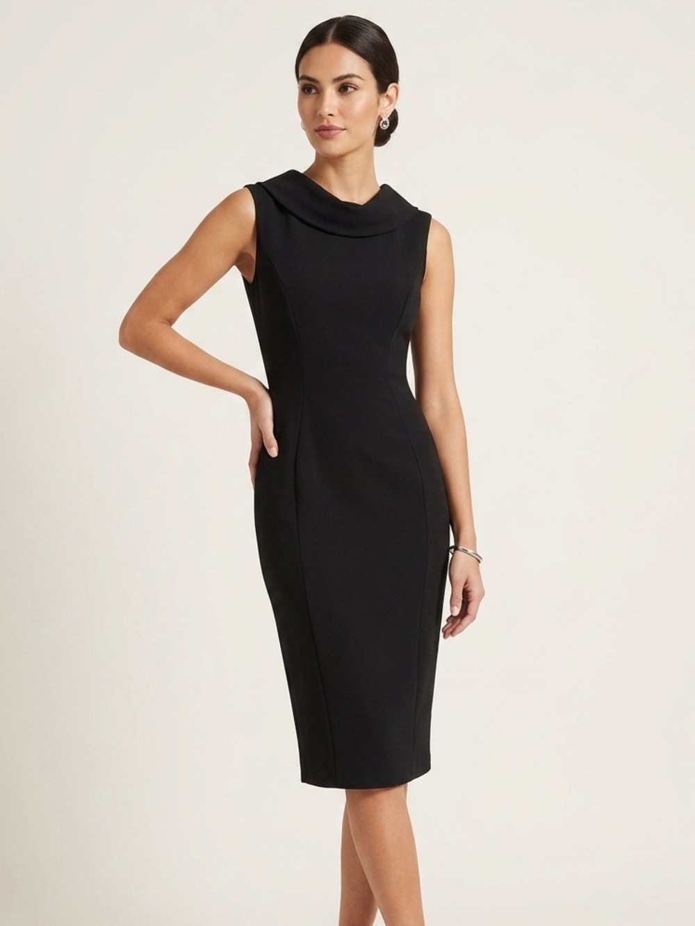 Karen Millen Sz 8 Black Elegant Cocktail Feminine Knee Length Dress